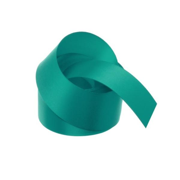 Satin Ribbons |  Ribbon Satin Deluxe Double Faced Teal (38mmx25m) Fabric & Paper Ribbons Blue