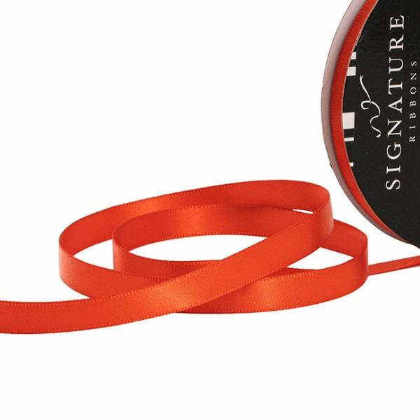 Satin Ribbons |  Ribbon Satin Deluxe Double Faced Terracotta (10mmx25m) Fabric & Paper Ribbons Orange