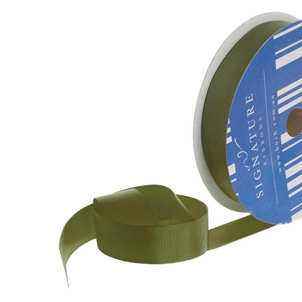 Grosgrain Ribbons |  Bulk Grosgrain Ribbon Plain Moss (25mmx50m) Fabric & Paper Ribbons Green