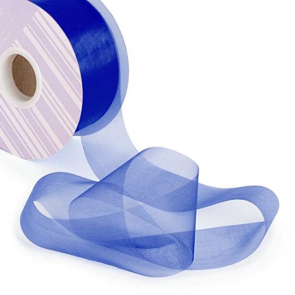 Organza Ribbons |  Bulk Organza Ribbon Cut Edge Navy (50mmx100m) Fabric & Paper Ribbons Blue