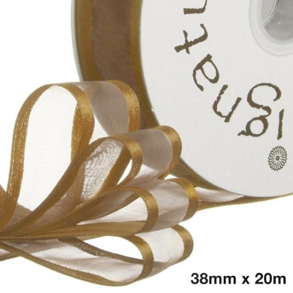 Organza Ribbons |  Ribbon Organdy Satin Edge Copper (38mmx20m) Fabric & Paper Ribbons Copper