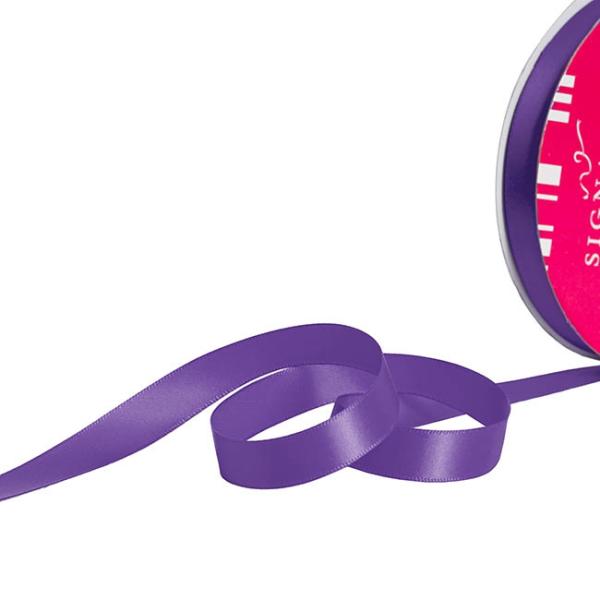 Satin Ribbons |  Bulk Ribbon Single Face Satin Violet (15mmx50m) Fabric & Paper Ribbons Purple