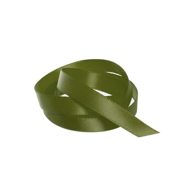 Satin Ribbons |  Ribbon Satin Deluxe Double Faced Olive (10mmx25m) Fabric & Paper Ribbons Green