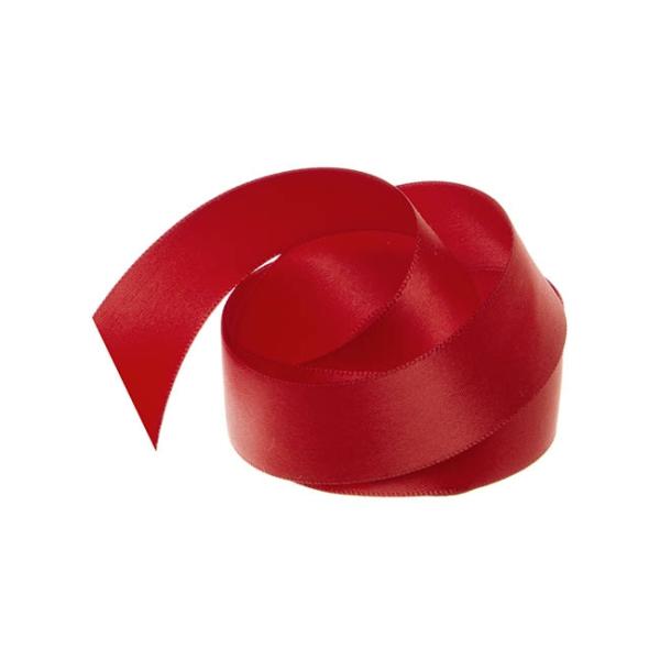 Satin Ribbons |  Ribbon Satin Deluxe Double Faced Rouge Red (25mmx25m) Fabric & Paper Ribbons Red