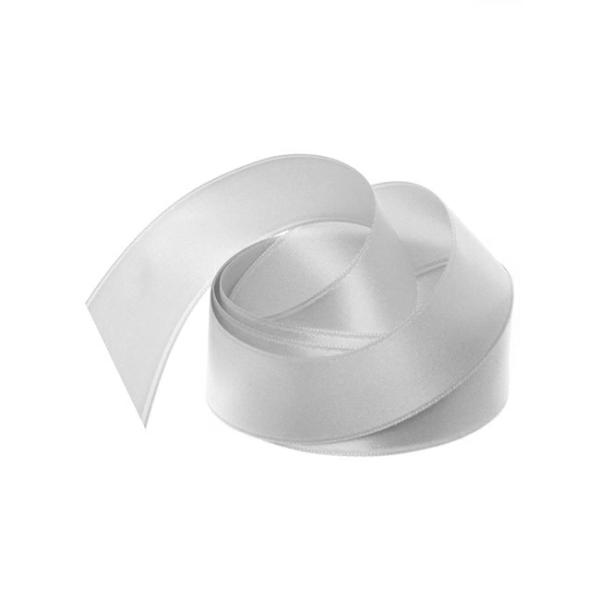 Satin Ribbons |  Ribbon Satin Deluxe Double Faced Silver (25mmx25m) Fabric & Paper Ribbons Satin Ribbons