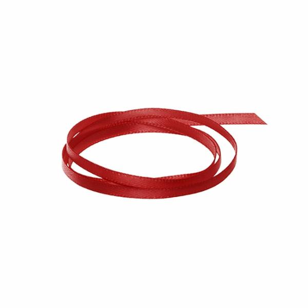 Valentine’s Day Ribbons |  Ribbon Satin Deluxe Double Faced Rouge Red (3mmx50m) Fabric & Paper Ribbons Red