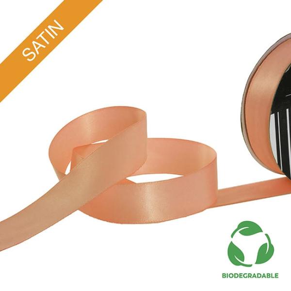 Biodegradable Ribbon |  Ribbon Bio-Poly Blend Deluxe Satin Peach (25mmx25m) Biodegradable Ribbon Biodegradable Ribbon