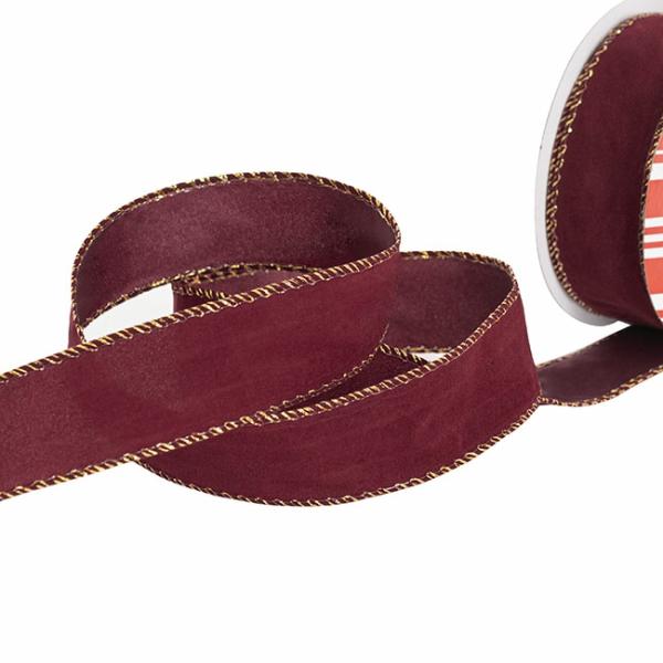 Velvet Ribbon |  Ribbon Deluxe Velvet Wire Edge Deep Red (38mmx20m) Fabric & Paper Ribbons Dark Red